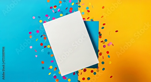 Wallpaper Mural Whimsical greeting card mockup with confetti and dynamic high-key lighting design Torontodigital.ca