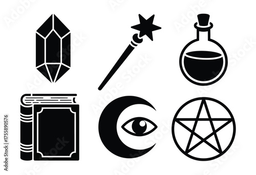 Magical arcane symbols vector illustration set for spellcraft and occult design projects scalable eps vector illustration white background