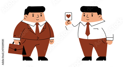 An office worker congratulates his boss on a professional holiday on a white background