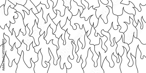 Stylized Flames Seamless Pattern Vector Illustration of Burning Fire for Graphic Design and Backgrounds