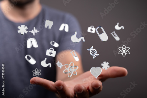 Man holding digital healthc...