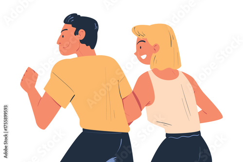 Man and Woman Character Standing Look Aside as Opposition to Somebody Vector Illustration