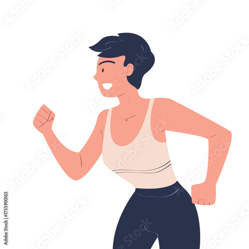 Woman Character Standing Look Aside as Opposition to Somebody Vector Illustration