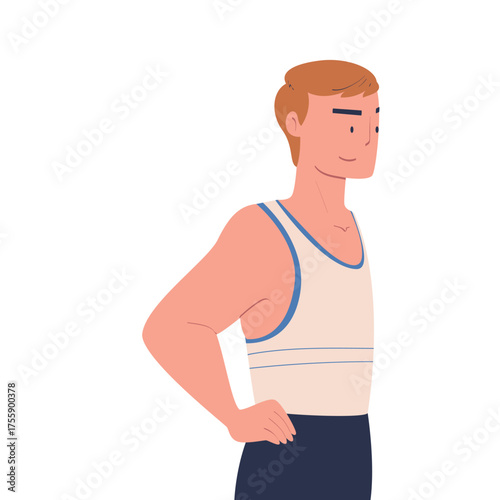 Man Character Standing Look Aside as Opposition to Somebody Vector Illustration