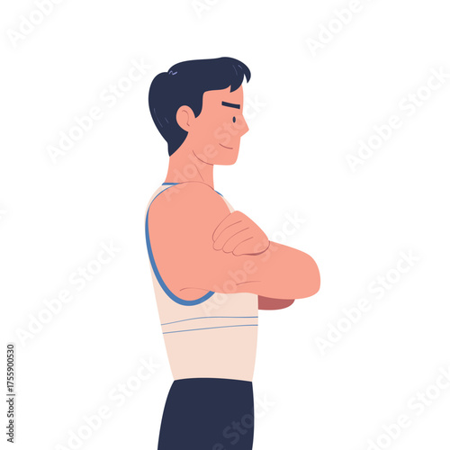 Man Character Standing Look Aside as Opposition to Somebody Vector Illustration