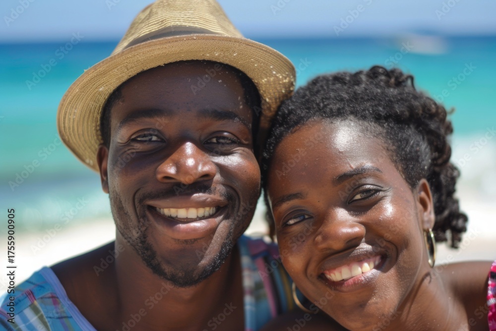 Obraz premium Happy couple enjoying a day at the beach
