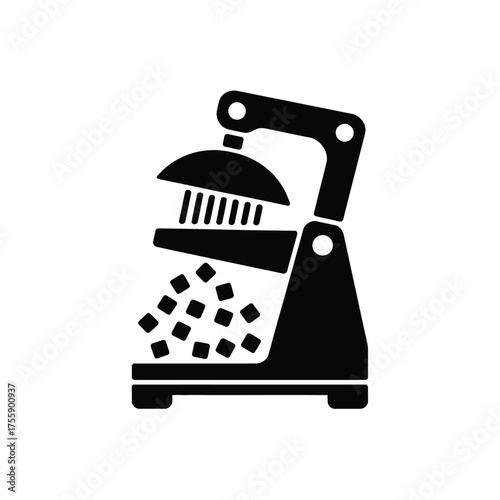 Black silhouette illustration of a commercial juicer extractor pressing fruits and vegetables scalable vector graphic eps vector illustration white background