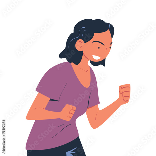 Woman Character Standing Look Aside as Opposition to Somebody Vector Illustration