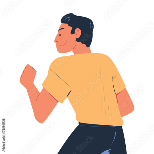 Man Character Standing Look Aside as Opposition to Somebody Vector Illustration