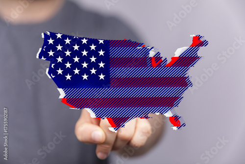 Patriotic American flag map...