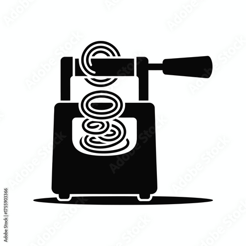 Vector illustration of a spiral vegetable slicer creating colorful vegetable noodles for healthy eating vector illustration white background