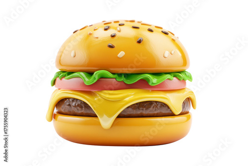 3d burger icon isolated on transparent background.