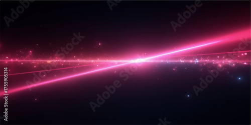 Abstract glowing pink light streaks and particles exploding from a central point on a dark background