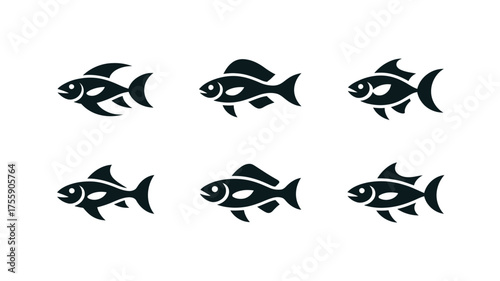 Modern vector art design six stylized goldfish illustrations scalable eps graphic vector illustration white background