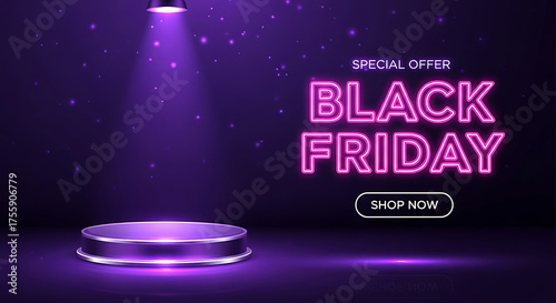 Neon Stage Black Friday Poster | Purple Glow

