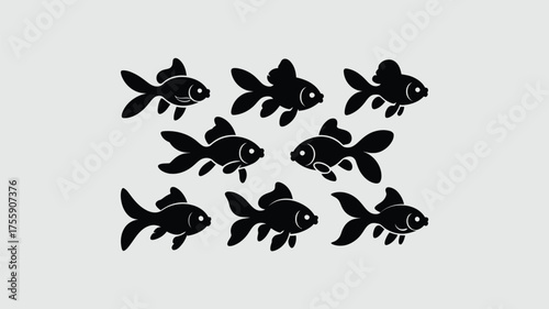Minimalist black goldfish vector illustration scalable graphic design for aquatic themes eps file vector illustration white background