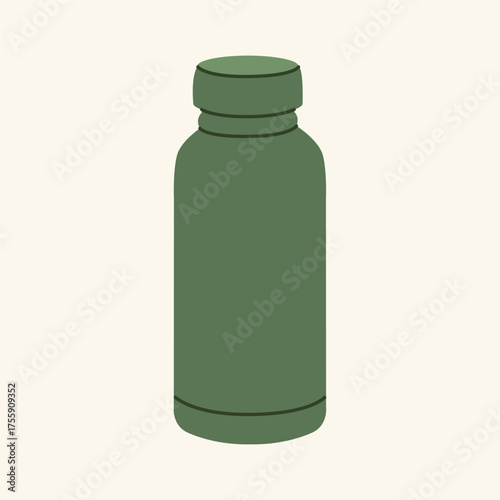 Thermos mug, reusable cup, cup for hot drinks. Travel camping equipment. Vector illustration in flat style