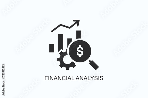 Financial Analysis Icon Or Logo Isolated Vector Illustration