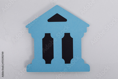 A blue paper building cutou...