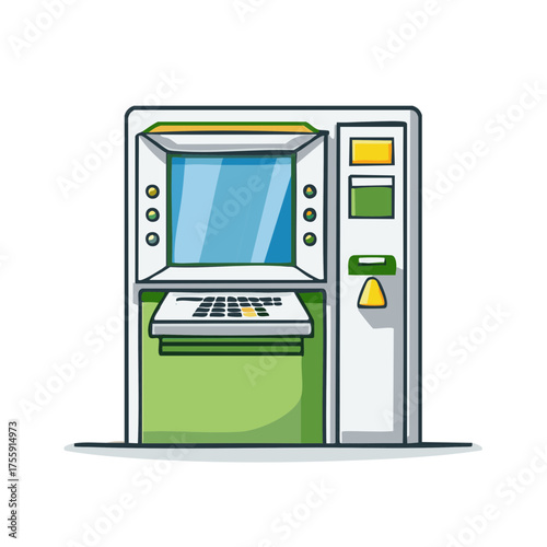 Modern ATM machine with touchscreen and keypad for financial transactions