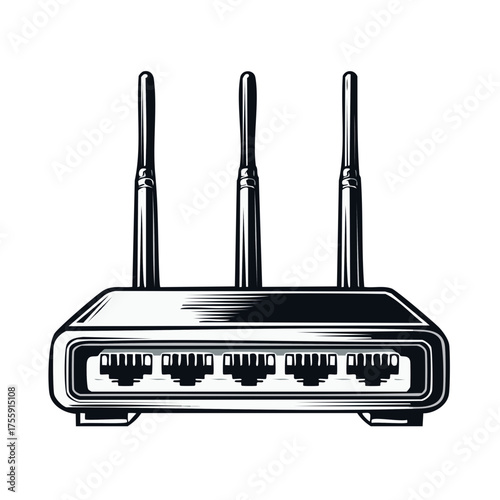 Modern Wireless Router with Multiple Antennas and Ethernet Ports