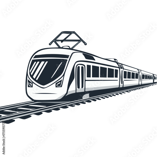 Modern electric high-speed passenger train on railway tracks