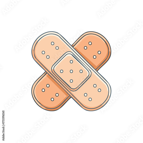 Adhesive Bandages Crossed Illustration First Aid Medical Cartoon Style Bandage Healthcare Protection Wounds Cuts Abrasions
