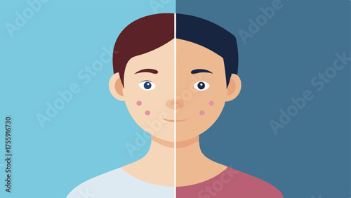 the left shows rough uneven skin with visible blemishes while the right exhibits glowing smooth skin highlighting the effectiveness of the treatment.