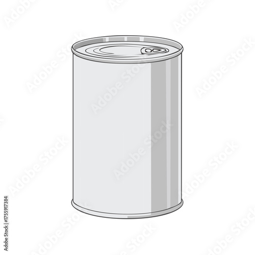 Generic food storage tin can with blank label surface and pull tab lid illustration