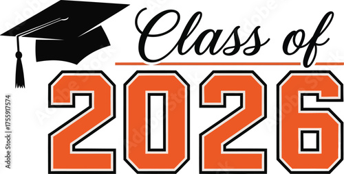 Class of 2026 graduation cap and bold numbers design
