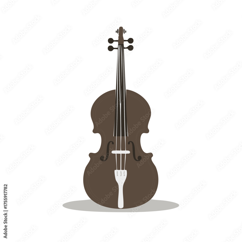 Fototapeta premium Brown violin illustration on a white background, musical instrument concept.