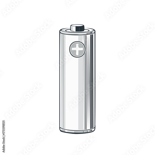 Single Battery Cell  Illustration Power Source Storage Electrical Energy Element