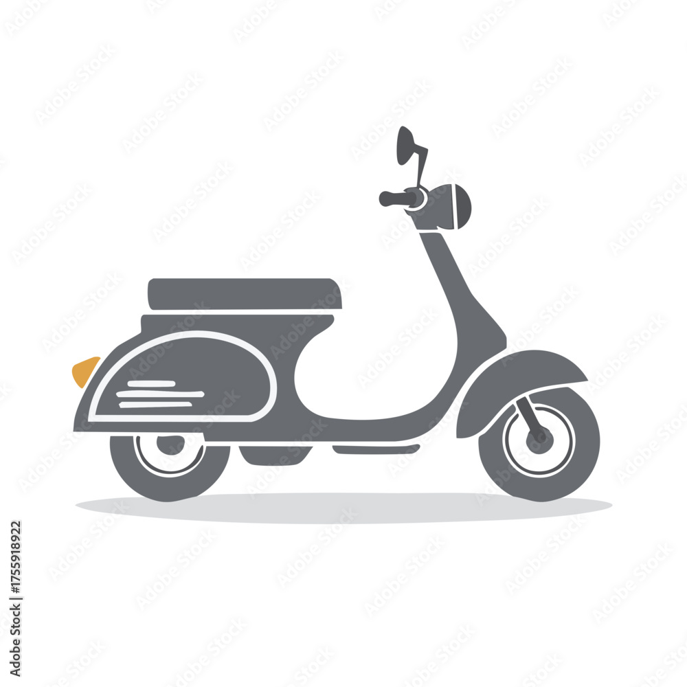 Fototapeta premium Gray Scooter Illustration Stylish Transportation Motorbike Design Ride Trendy Vehicle Graphic Motor Scooter Emblem Travel Transport Concept
