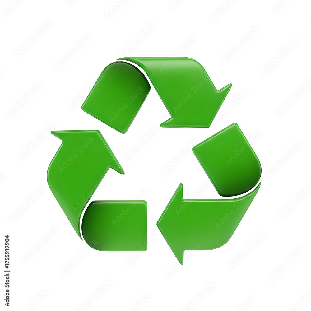 Obraz premium Recycling Symbol Green Icon Isolated On Transparent Background