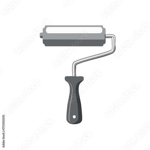 Illustrated Paint Roller Tool in Gray and White