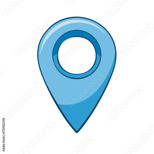 Sleek light blue pinpoint icon, location indicator for destinations and places, modern design and simplicity in geographic applications.