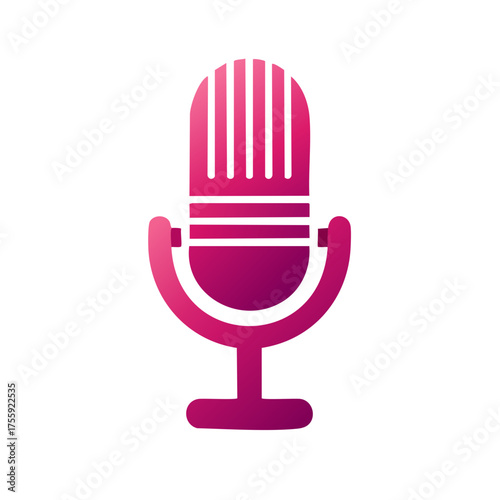 Retro style microphone icon with gradient pink and purple color