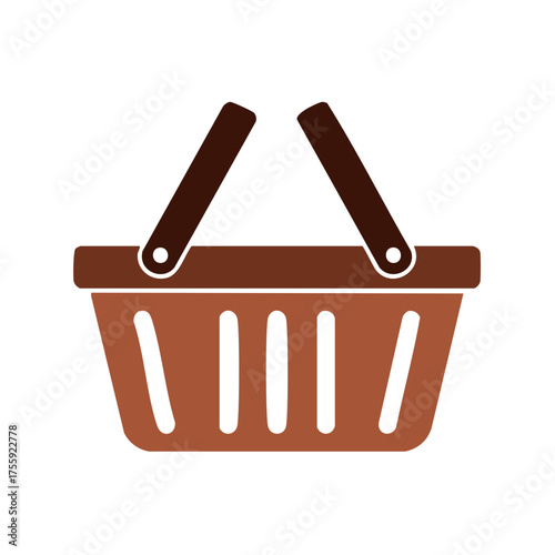 Brown Shopping Basket Icon Vector Graphic for Retail Grocery and E Commerce