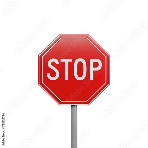 Red Octagonal Stop Sign Isolated On Transparent Background