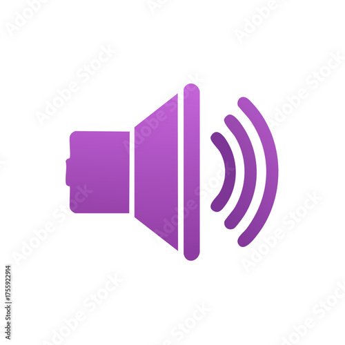 Vibrant Purple Volume Icon with Sound Waves Emitting from a Simple Speaker Device