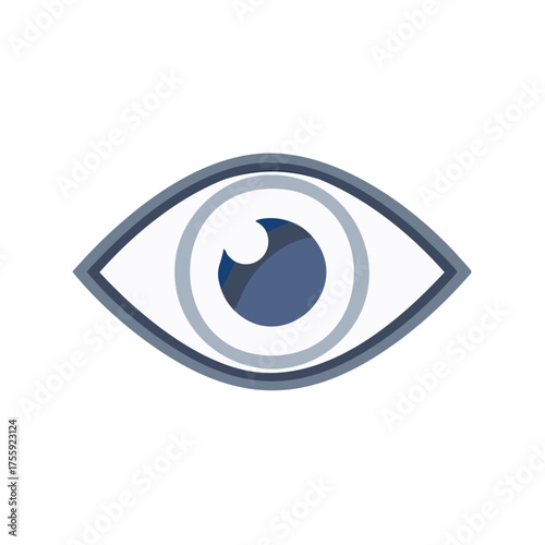 Abstract Isolated Eye Graphic with Pupil and Iris in Varied Blues and Grays