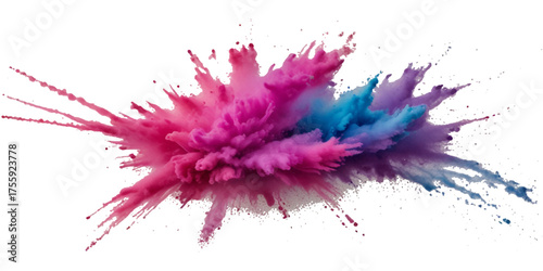 Vector abstract colorful rainbow holi paint and colorful cloud smoke powder explosion isolated on transparent wide panorama background.	