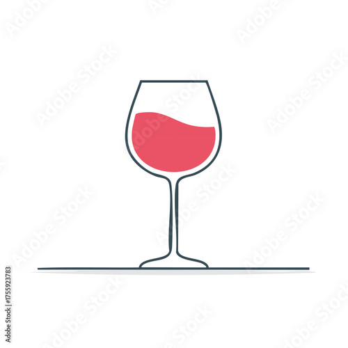 A minimalist illustration of a wine glass filled with red wine