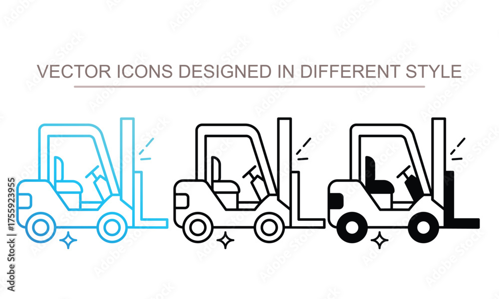 Fototapeta premium Forklift icon set multiple style collection
