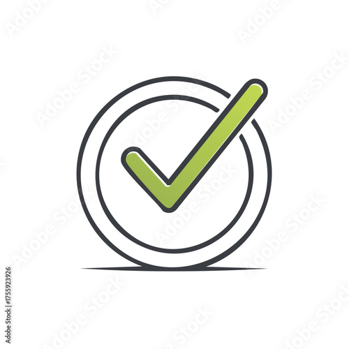 Green check mark symbol inside a dark circle for approval and confirmation