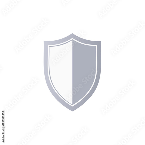 Silver Shield Icon Symbol - Protection, Security, Guarding and Defense Concept Illustration