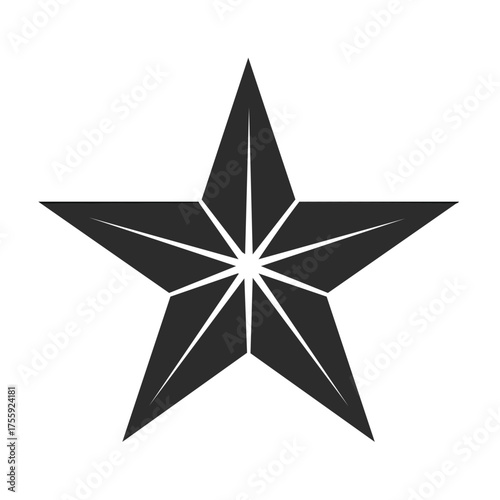Geometric Five Pointed Star Emblem Isolated on White Background