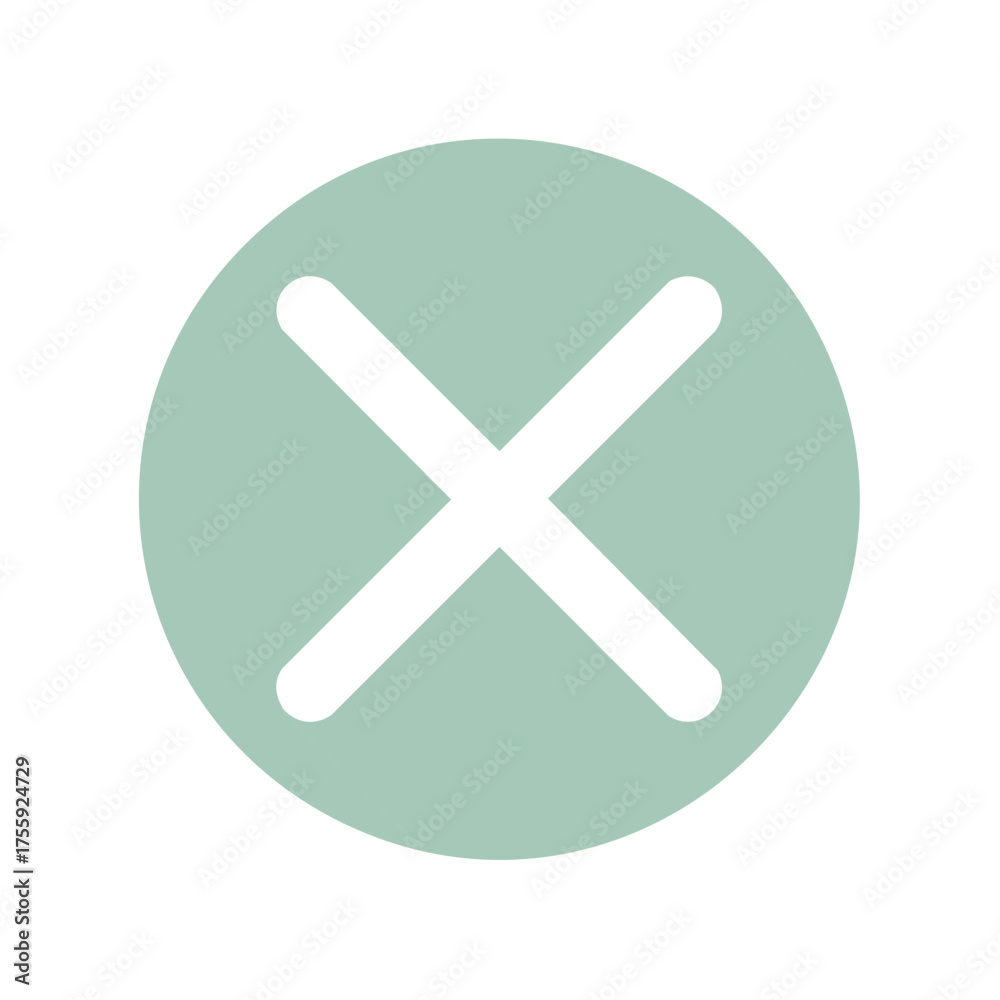 Obraz premium Green circle with white X mark cancel close icon symbol vector graphic