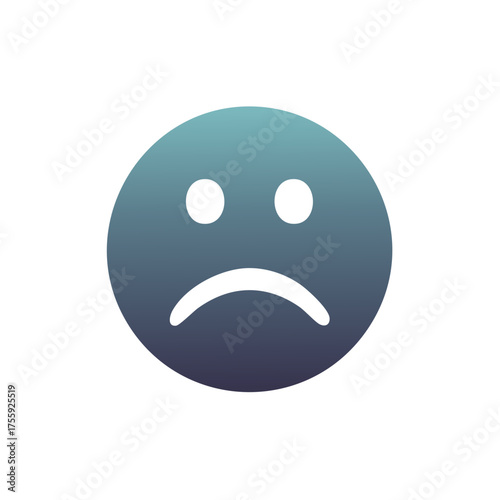 Sad Emoji Illustration in Blue Gradient Circle with White Eyes and Mouth
