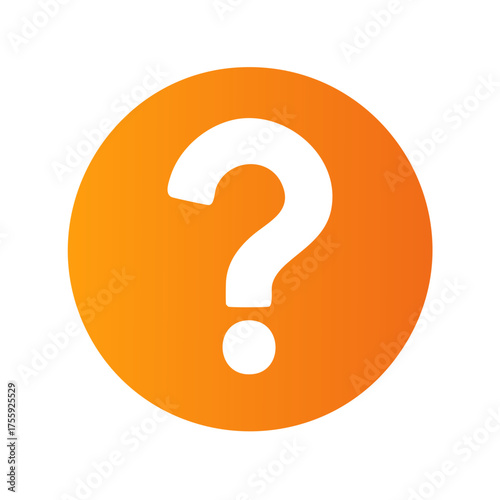 Orange circle with white question mark symbol. Concept of asking questions